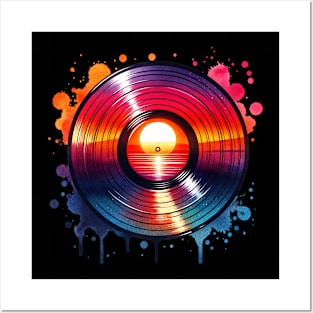 Watercolor Vinyl Record Sunset Posters and Art